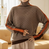 Delia | Luxe Herringbone High-Collar Jumper