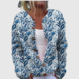 Carmel | Blue Leaf Patterned Cardigan
