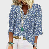 Aoife - Floral Print Blue Blouse