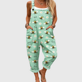 Soft Dungarees with Bee and Daisy Pattern