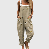 Casual Overalls with Decorative Bees