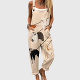 Casual Dungarees with Elegant Dog Print