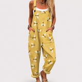 Soft Yellow Dungarees with Bee Pattern