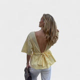 Emer - V-Neck Open Back Blouse