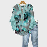 Niamh - Floral Turquoise Blouse