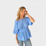 Emer - V-Neck Open Back Blouse