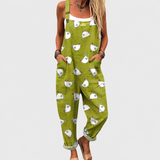 Green & Grey Print Dungarees