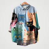 Caoimhe - Blue Canine Print Blouse