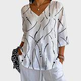 Saoirse - Elegant White Abstract Blouse