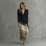 Dolores - Elegant Long Fringe Dress