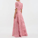 Anaïs - Elegant Long Jacquard Gown