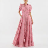Anaïs - Elegant Long Jacquard Gown