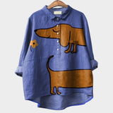 Caoimhe - Blue Canine Print Blouse