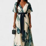 Éilis - Flowing Watercolor Maxi Dress