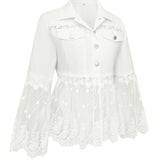 Deirdre - White Broderie Anglaise Ruffled Jacket